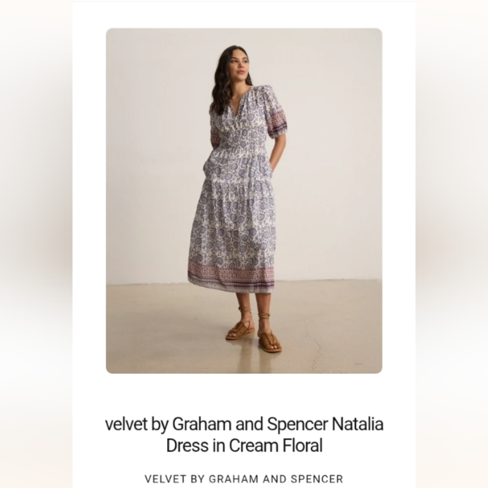 Velvet by Graham & Spencer Natalia Dress in Cream Floral siz Large